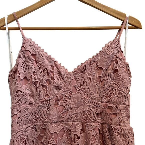 Lulu’s Nora Lee Dusty Rose Sleeveless Lace Midi Barbiecore Dress size S - Picture 3 of 14